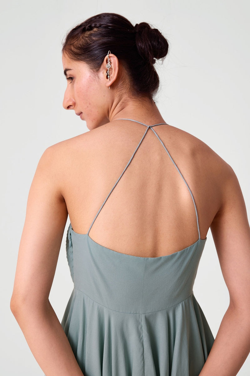 Samir Pleated Halter Neck Dress