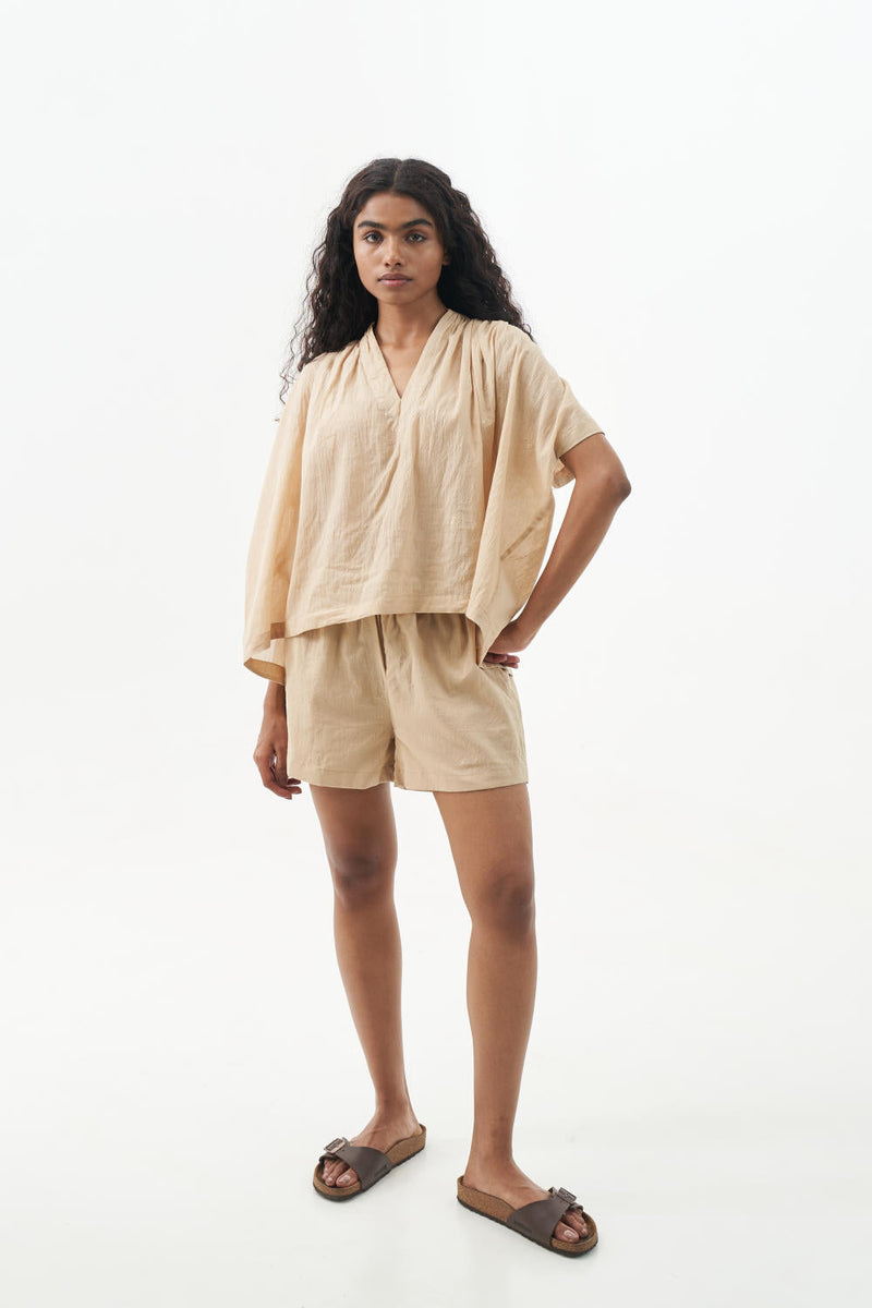 Sand shorts set cotton Dresses,Short and Midi Dresses by World of Crow in sand color for women Worldwide