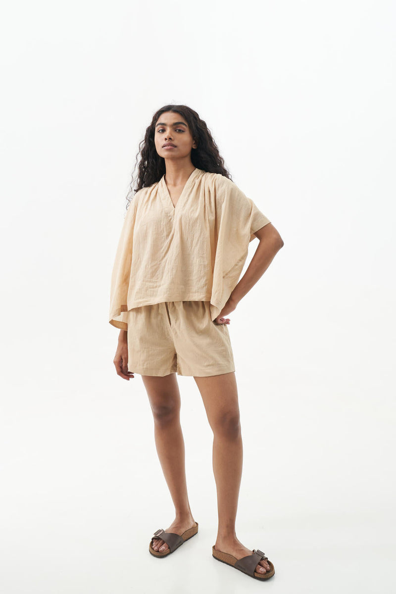 Sand shorts set cotton Dresses,Short and Midi Dresses by World of Crow in sand color for women Worldwide