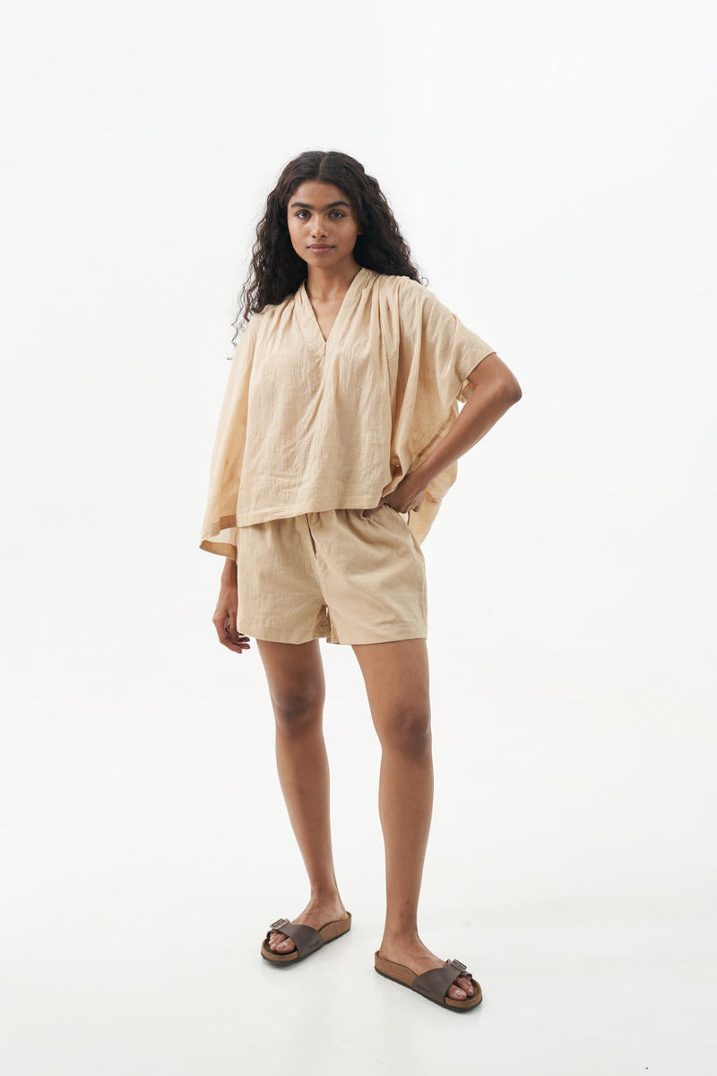 Sand shorts set cotton Dresses,Short and Midi Dresses by World of Crow in sand color for women Worldwide