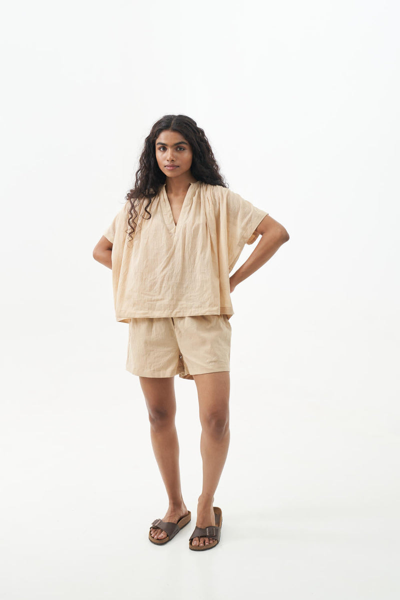 Sand shorts set cotton Dresses,Short and Midi Dresses by World of Crow in sand color for women Worldwide