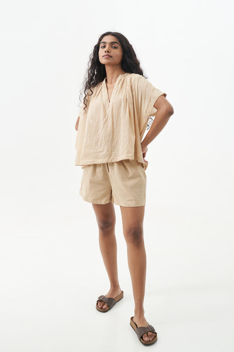 Sand shorts set cotton Dresses,Short and Midi Dresses by World of Crow in sand color for women Worldwide