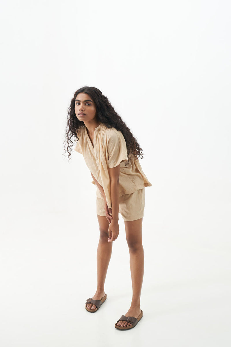 Sand shorts set cotton Dresses,Short and Midi Dresses by World of Crow in sand color for women Worldwide