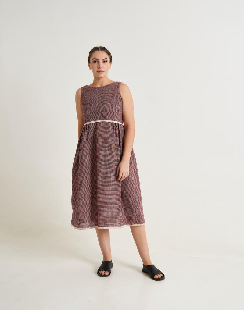Sangria checkered Midi Dress - Red checks cotton by World of Crow in red color for women Worldwide