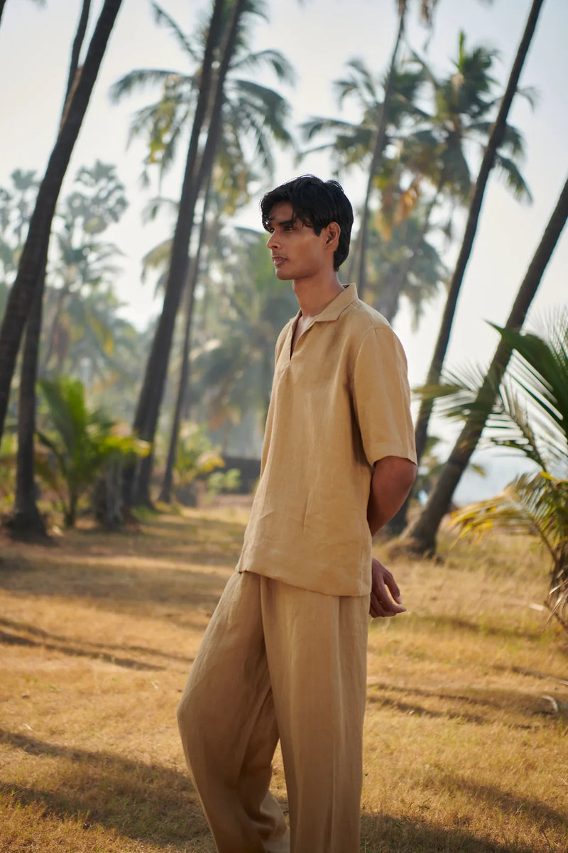 Husk Linen Men's Popover Shirt linen by Saphed Men for men Worldwide