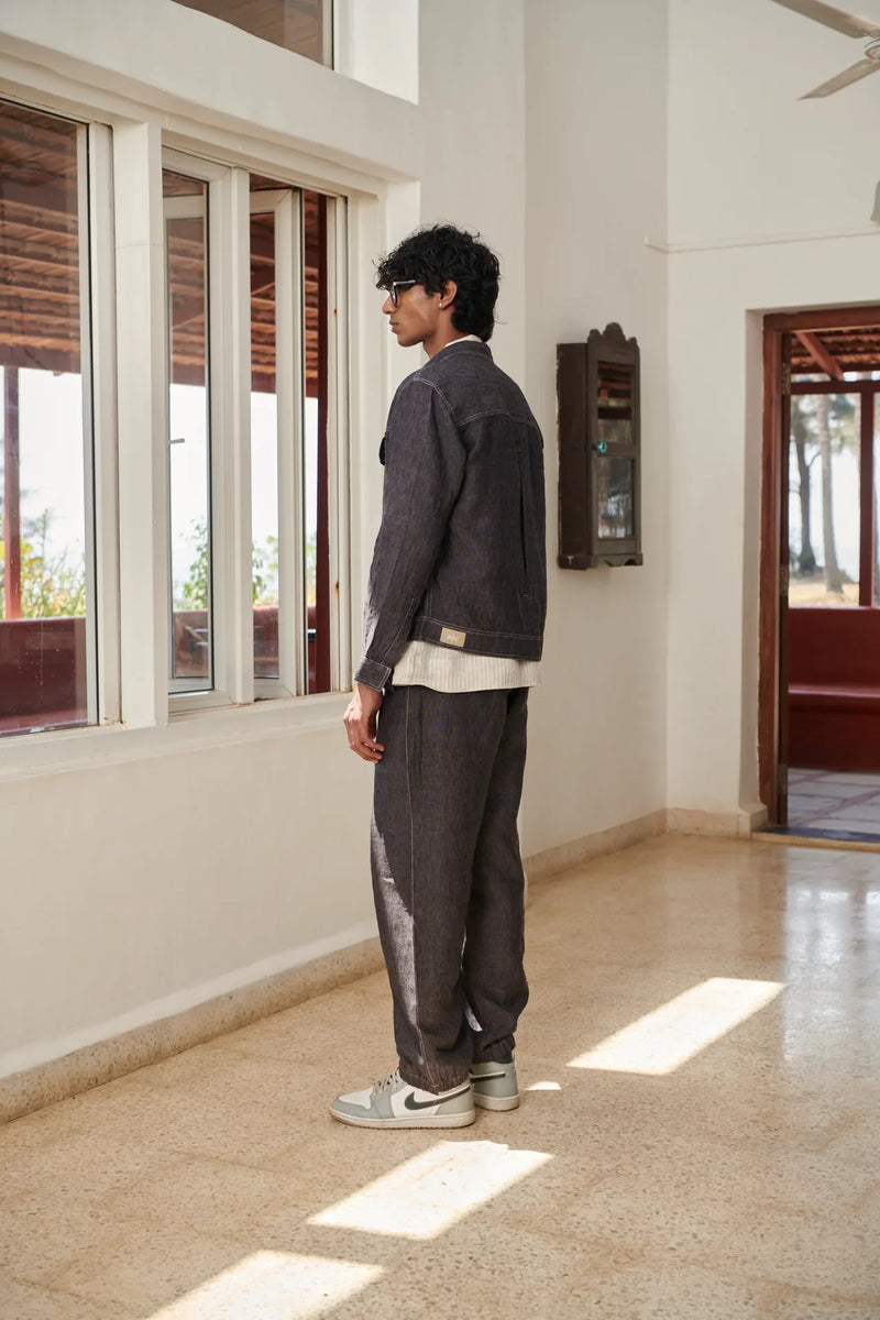 Graphite Linen Men's Jacket & Jogger Set linen by Saphed Men for men Worldwide
