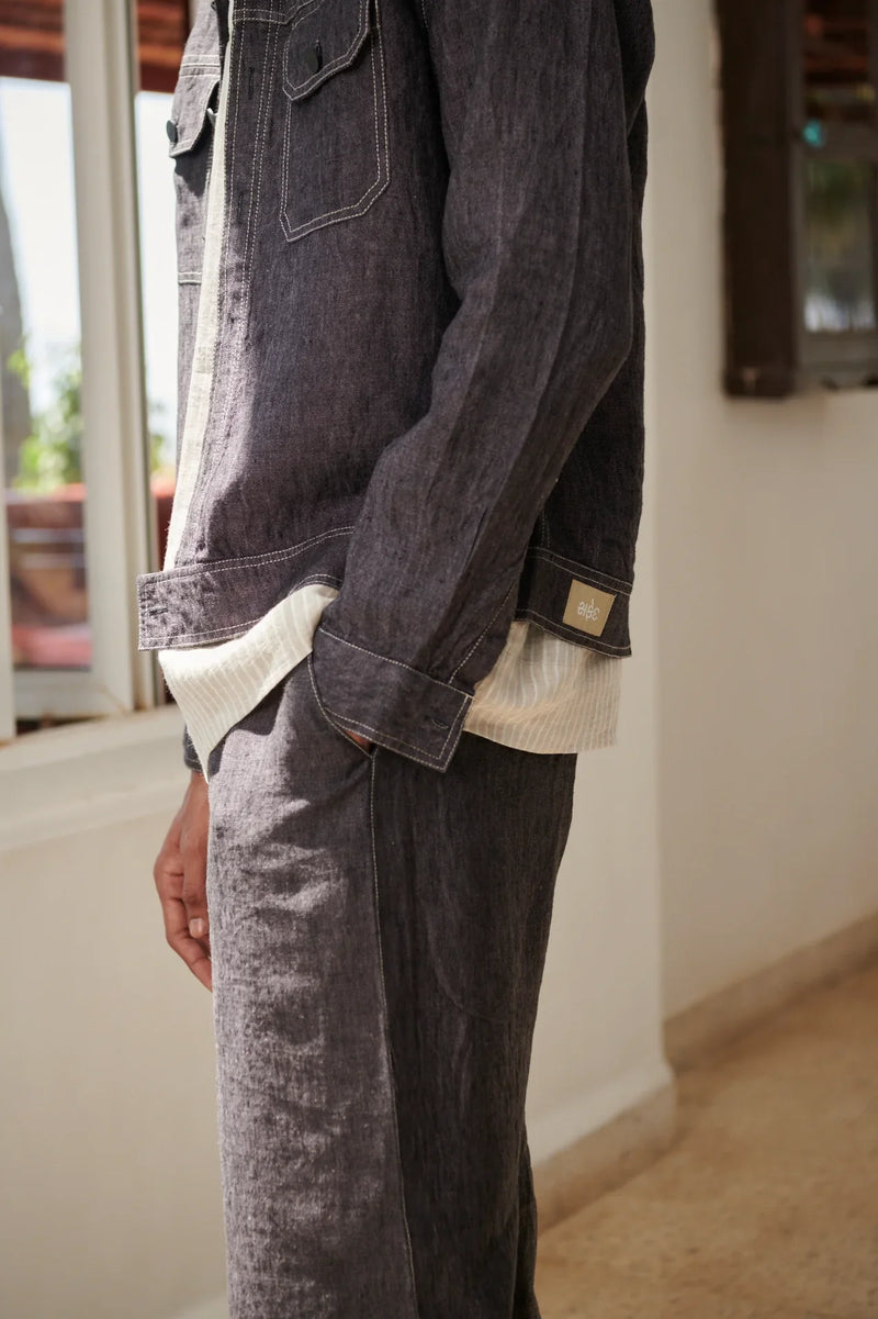 Graphite Linen Men's Jacket & Jogger Set linen by Saphed Men for men Worldwide