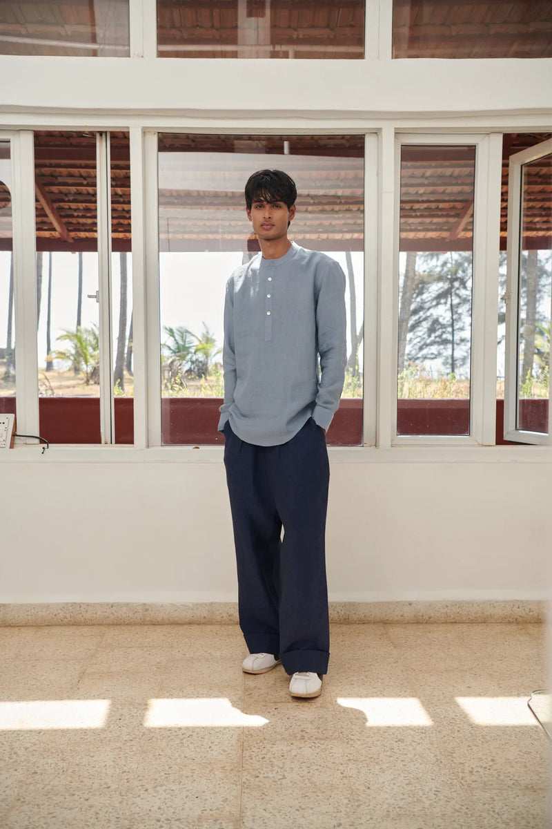 Sky Linen Men's Shirt Kurta linen by Saphed Men for men Worldwide