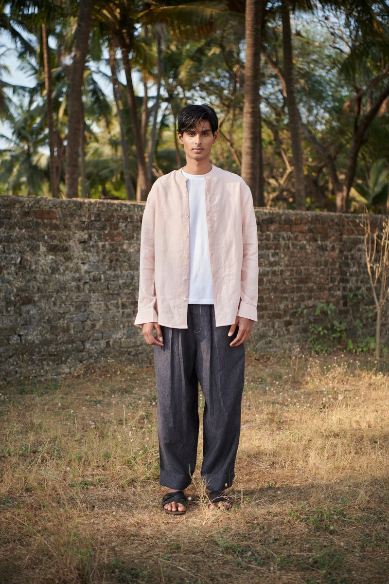 Graphite Linen Denim Men's Baggy Pants linen by Saphed Men for men Worldwide