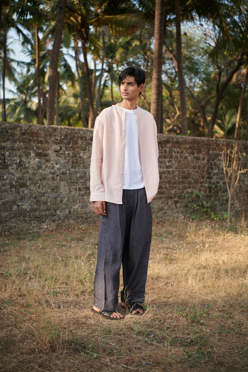 Graphite Linen Denim Men's Baggy Pants linen by Saphed Men for men Worldwide