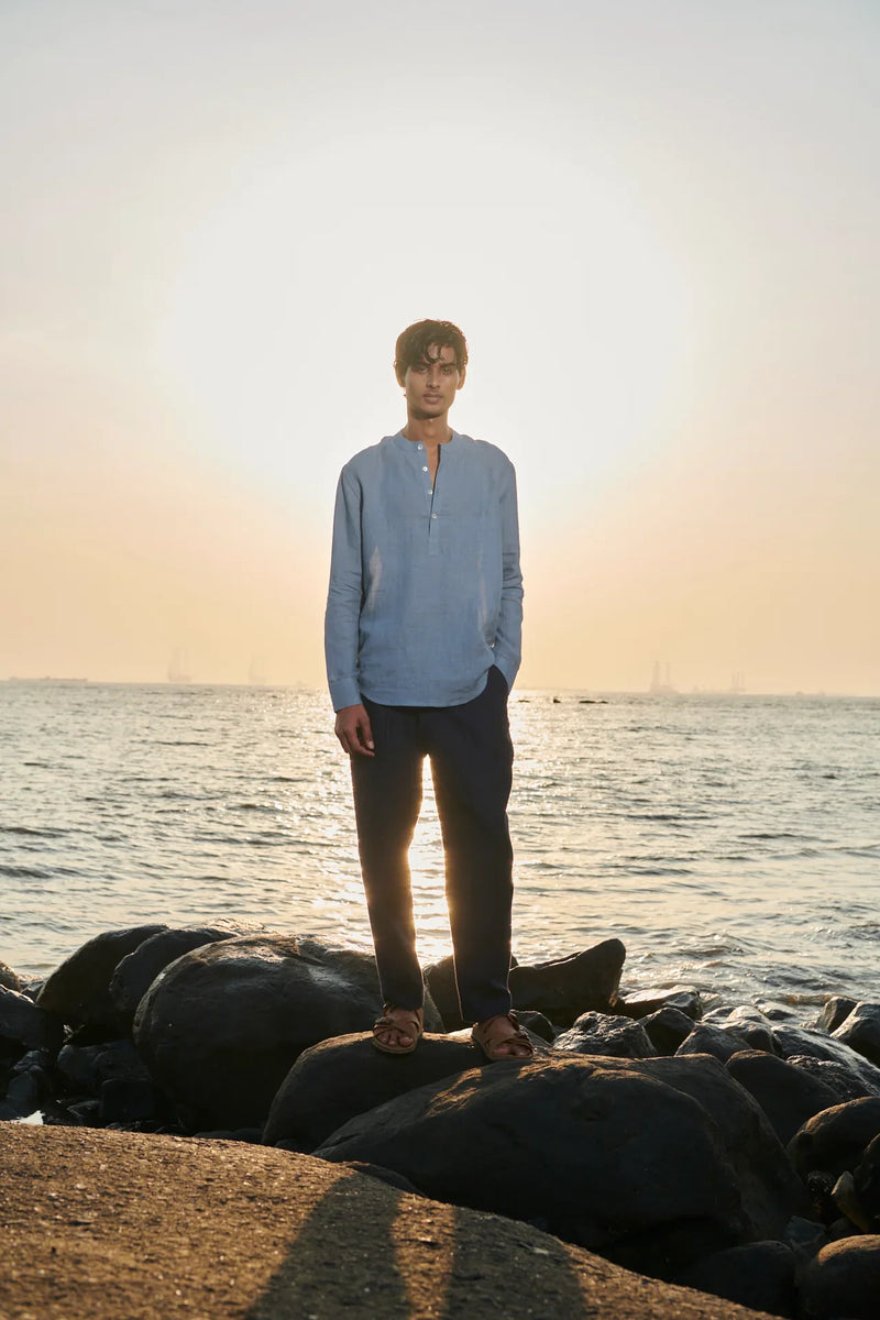 Sky Linen Men's Shirt Kurta linen by Saphed Men for men Worldwide
