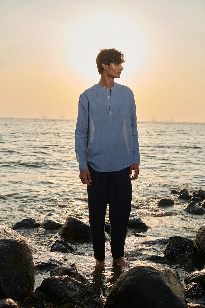 Sky Linen Men's Shirt Kurta linen by Saphed Men for men Worldwide
