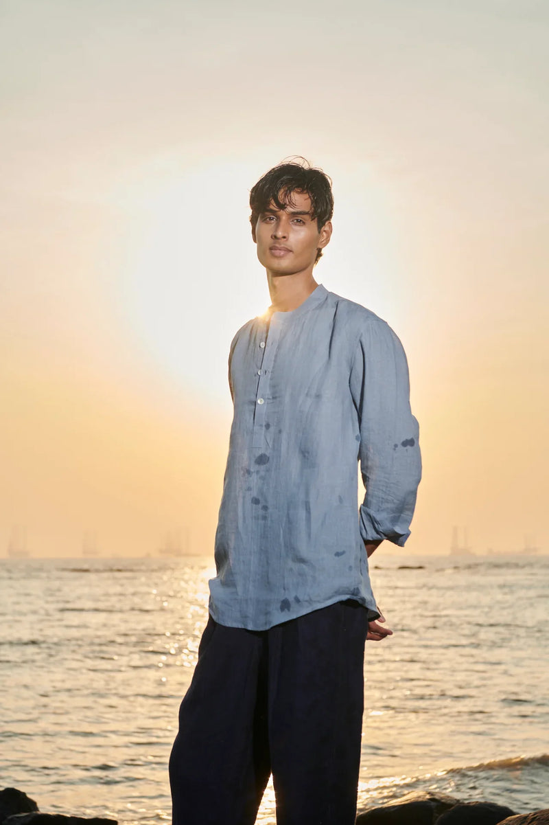 Sky Linen Men's Shirt Kurta linen by Saphed Men for men Worldwide