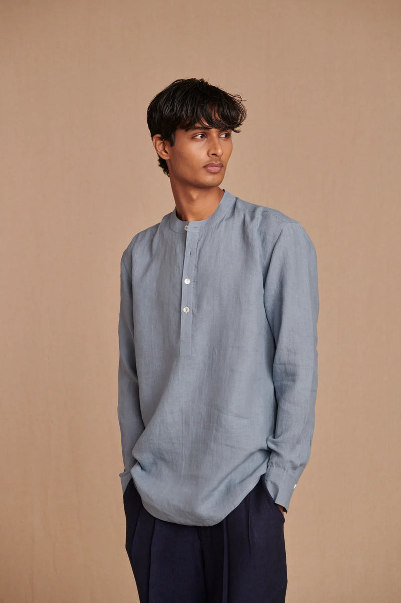 Sky Linen Men's Shirt Kurta linen by Saphed Men for men Worldwide