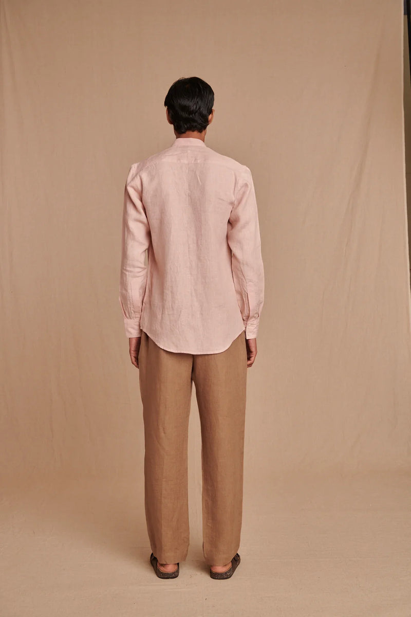 Blush Linen Men's Oxford Shirt - Slim Fit linen by Saphed Men for men Worldwide