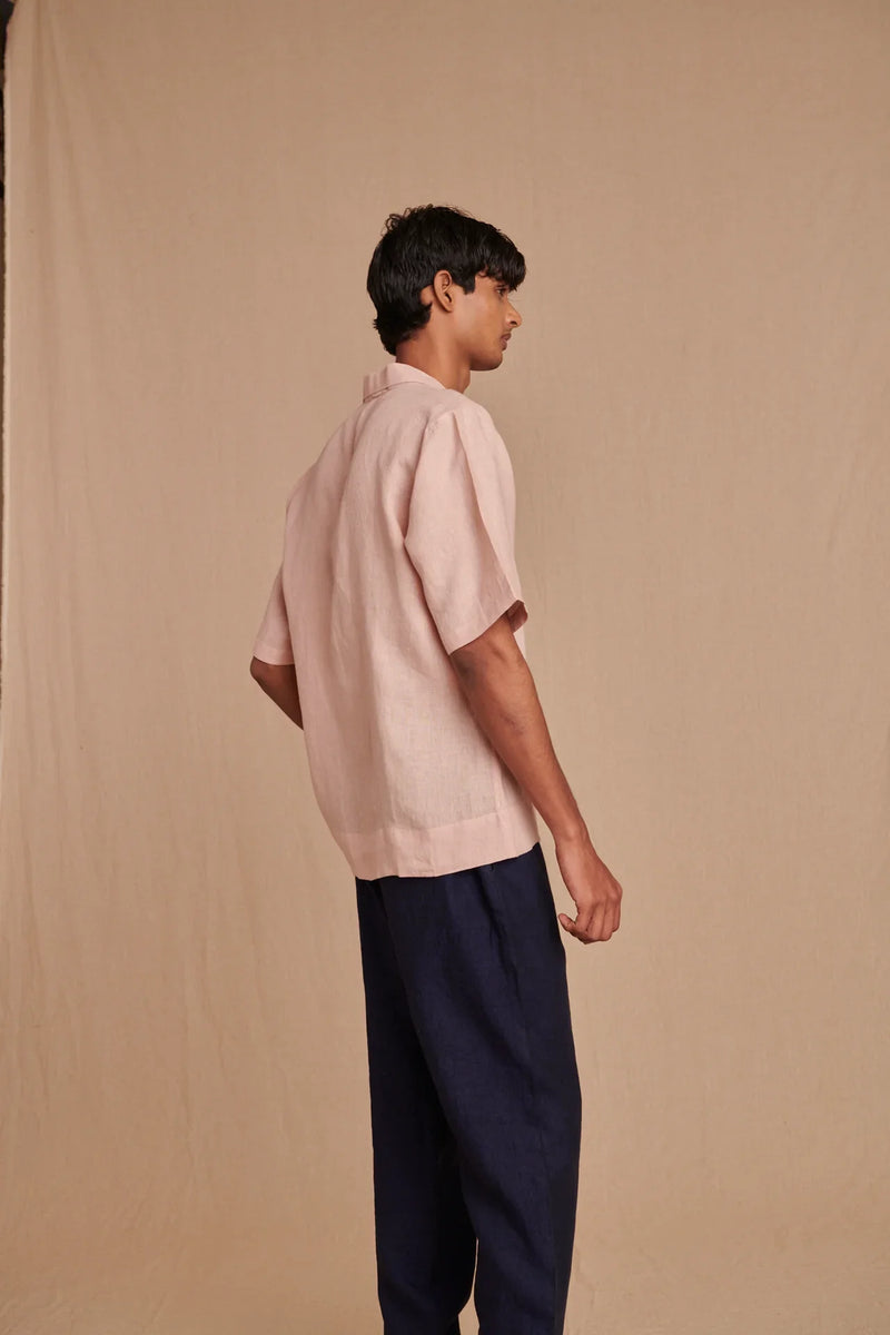 Blush Linen Men's Popover Shirt linen by Saphed Men for men Worldwide