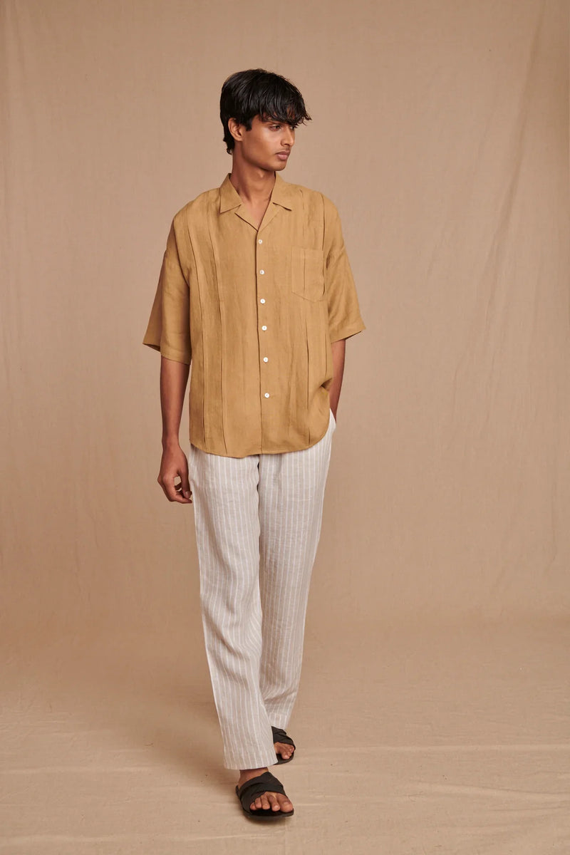 Undyed Boldstripe Linen Men's Lounge Pants linen by Saphed Men for men Worldwide