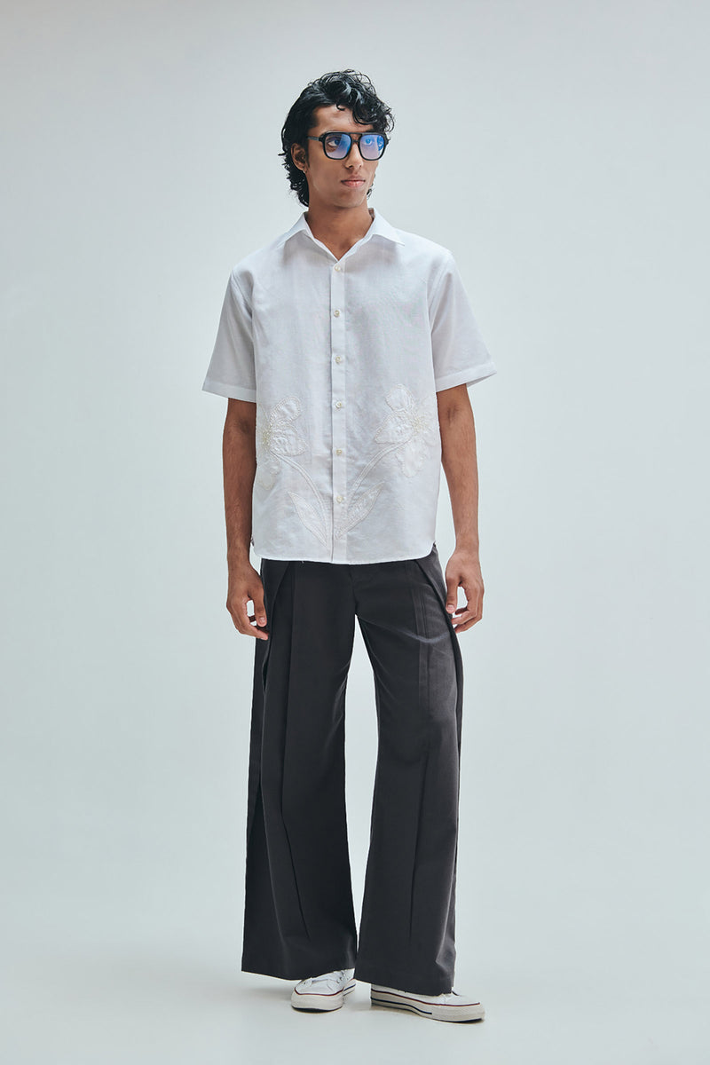 Pebble Co-Linen Men’s Overfold Trousers cotton linen pant/trouser by Saphed Men in grey for men Worldwide