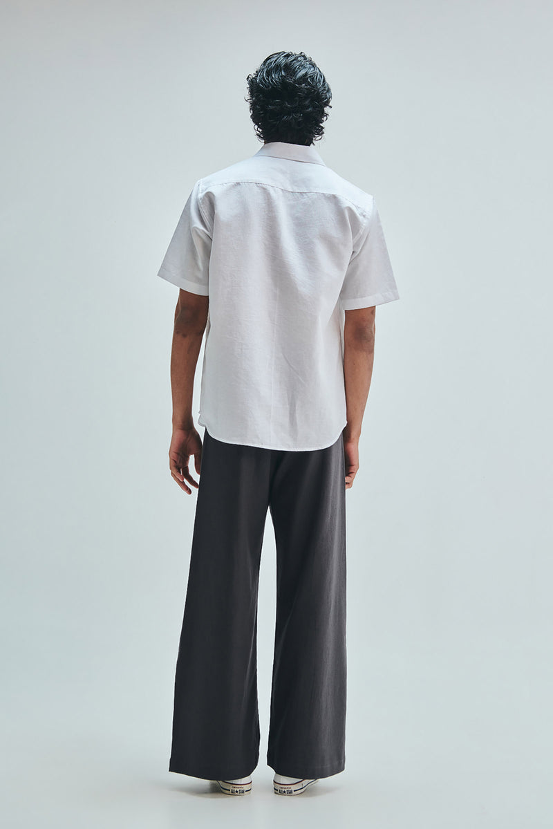 Taj Co-Linen Embroidered Men’s Applique Half Sleeves Shirt cotton linen shirt by Saphed Men in white for men Worldwide