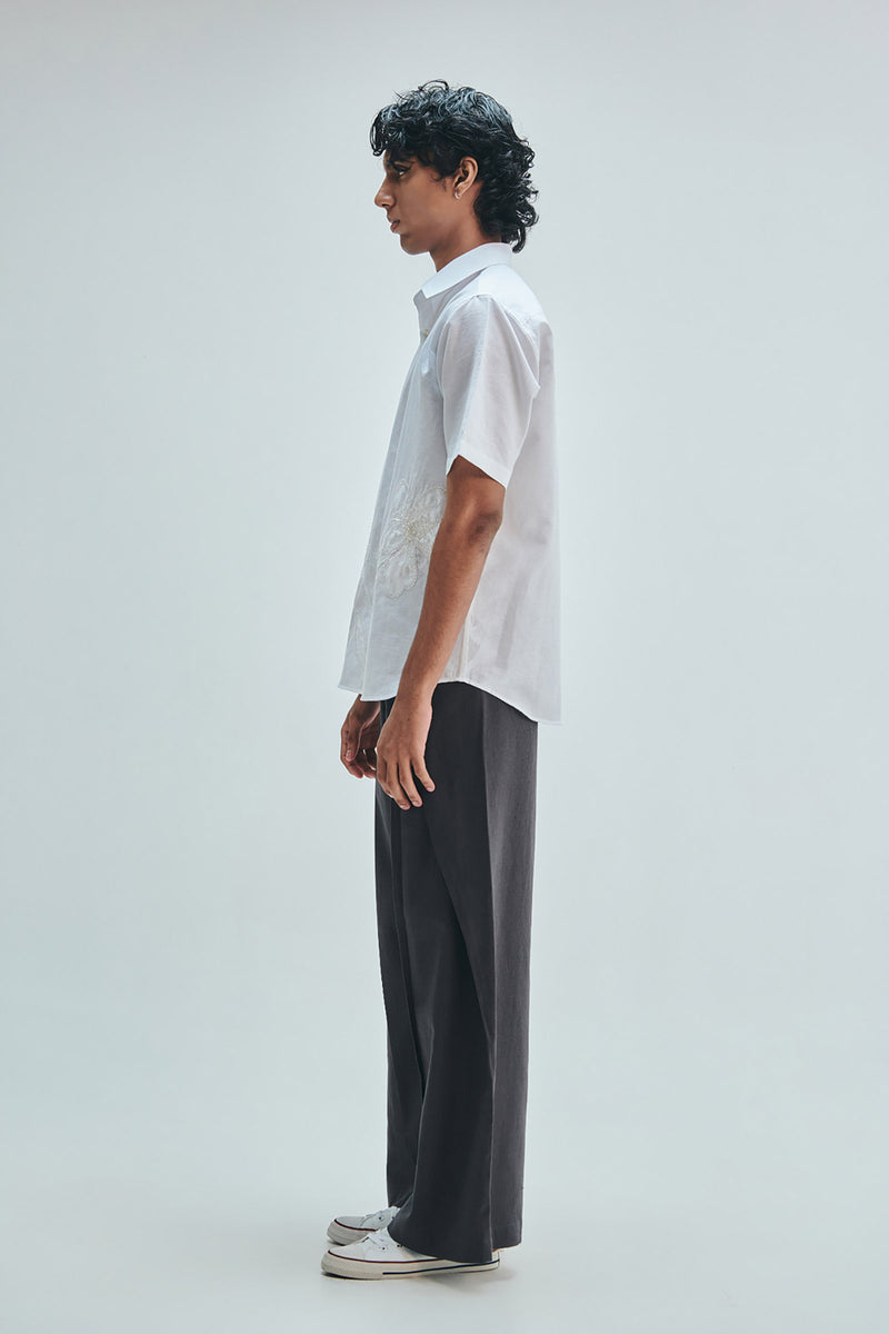 Pebble Co-Linen Men’s Overfold Trousers cotton linen pant/trouser by Saphed Men in grey for men Worldwide