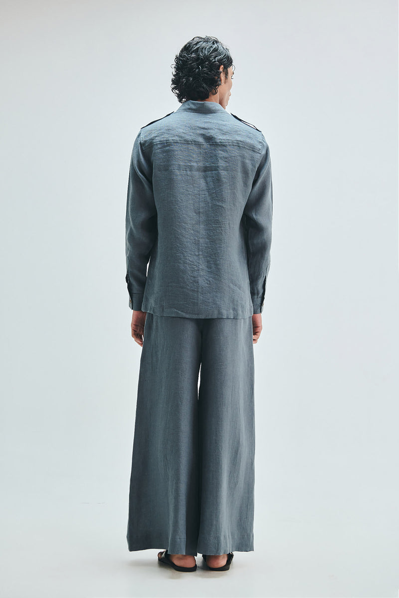 Slate Linen Men’s Safari Overshirt Set linen co-ord set by Saphed Men in grey for men Worldwide