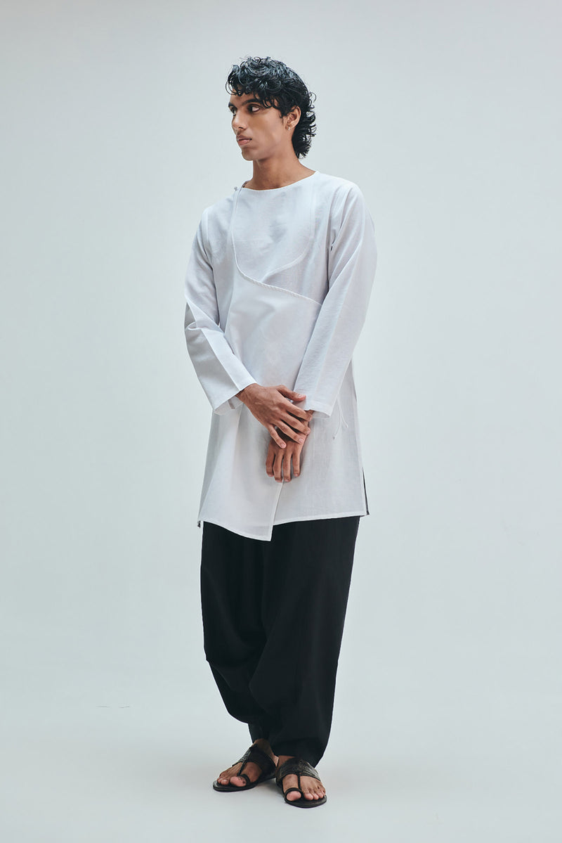 Kohl Co-Linen Men’s Dhoti Drape Pants cotton linen pant/trouser by Saphed Men in black for men Worldwide