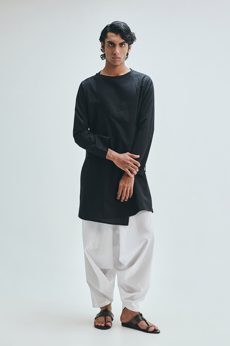 Taj Co-Linen Men’s Dhoti Drape Pants cotton linen pant/trouser by Saphed Men in white for men Worldwide