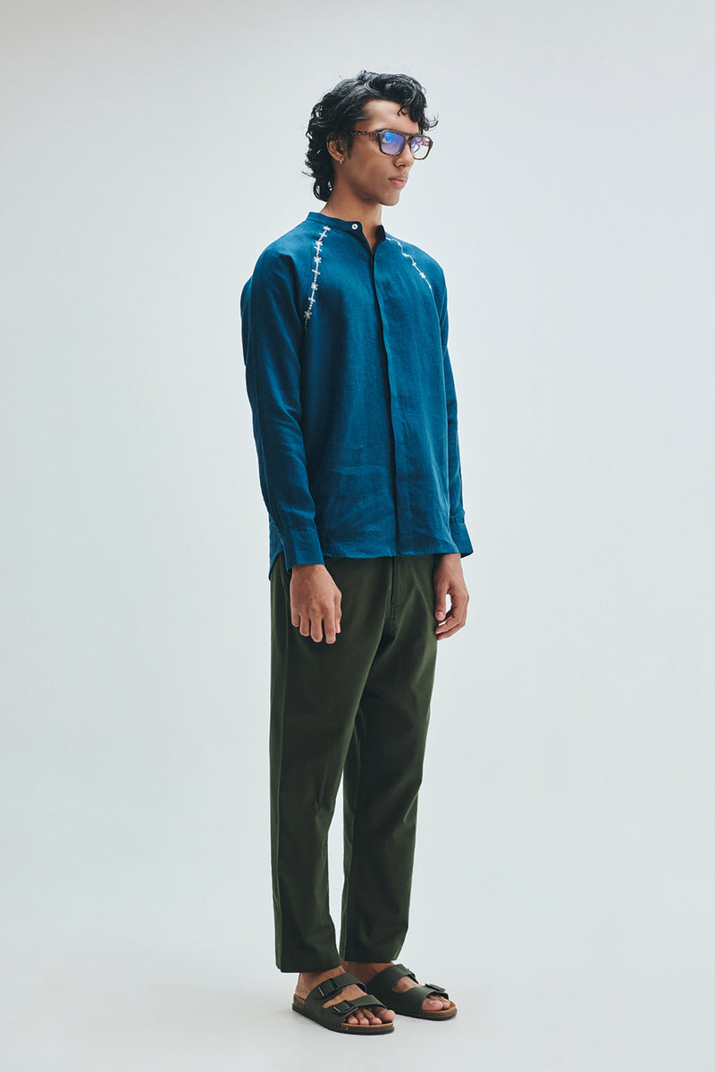 Pine Linen Men’s Tapered Lounge Pants cotton linen pant/trouser by Saphed Men in green for men Worldwide