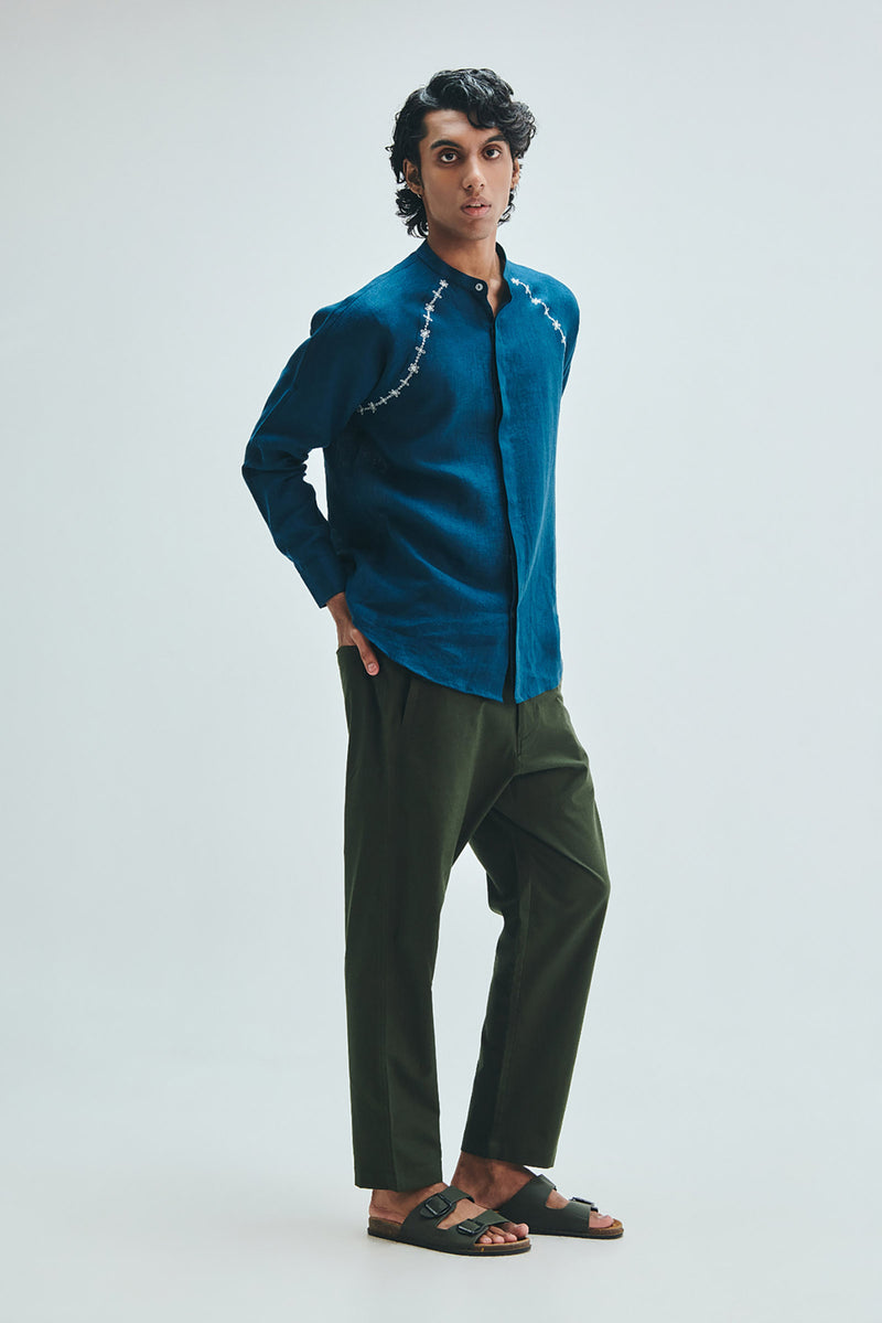 Pine Linen Men’s Tapered Lounge Pants cotton linen pant/trouser by Saphed Men in green for men Worldwide