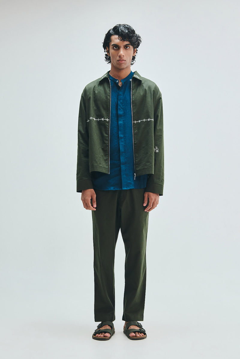 Pine Co-Linen Men’s Track Jacket cotton linen jacket by Saphed Men in green for men Worldwide
