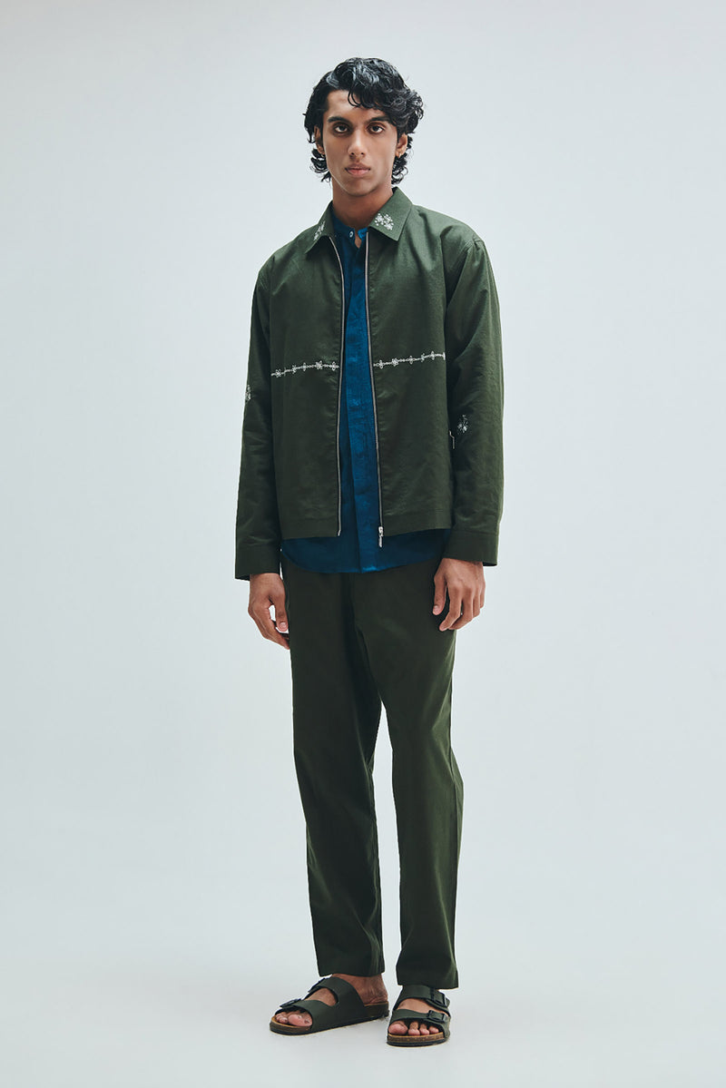 Pine Linen Men’s Tapered Lounge Pants cotton linen pant/trouser by Saphed Men in green for men Worldwide
