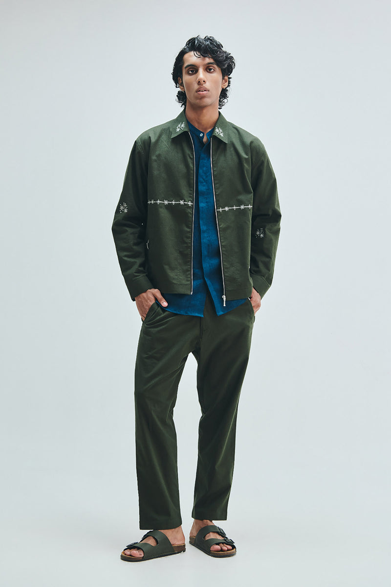 Pine Co-Linen Men’s Track Jacket cotton linen jacket by Saphed Men in green for men Worldwide