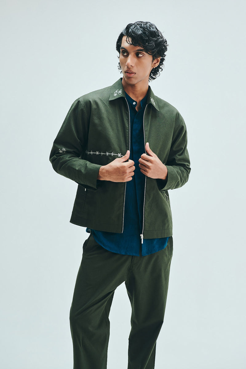 Pine Co-Linen Men’s Track Jacket cotton linen jacket by Saphed Men in green for men Worldwide