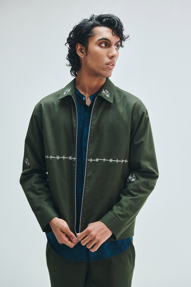 Pine Co-Linen Men’s Track Jacket cotton linen jacket by Saphed Men in green for men Worldwide
