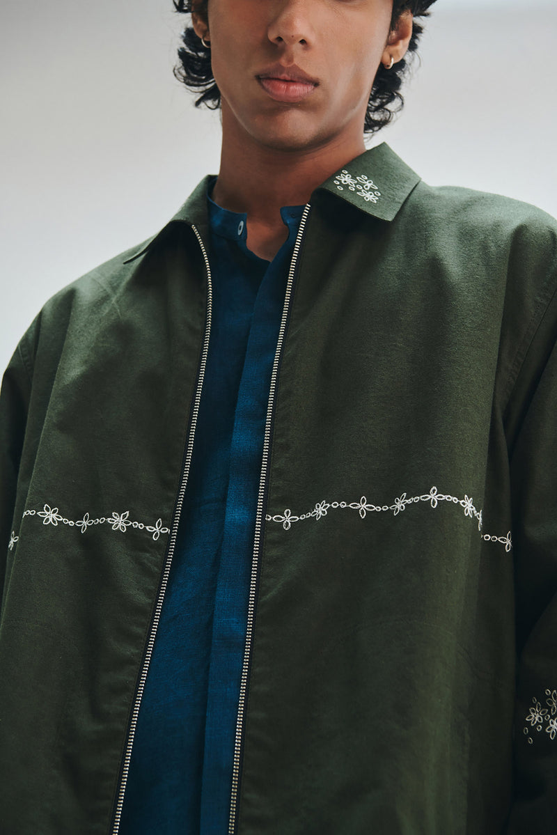Pine Co-Linen Men’s Track Jacket cotton linen jacket by Saphed Men in green for men Worldwide