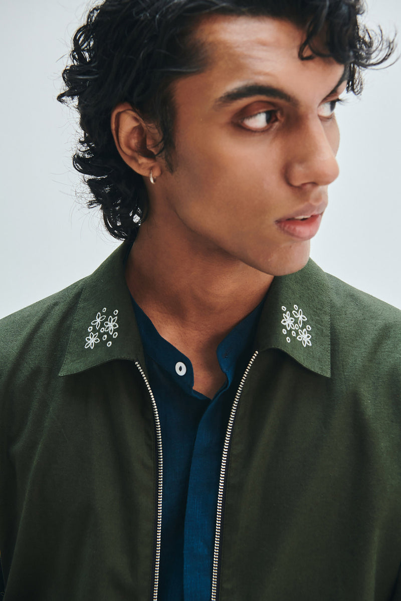 Pine Co-Linen Men’s Track Jacket cotton linen jacket by Saphed Men in green for men Worldwide