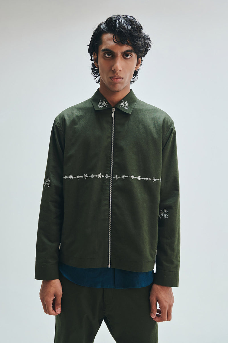 Pine Co-Linen Men’s Track Jacket cotton linen jacket by Saphed Men in green for men Worldwide