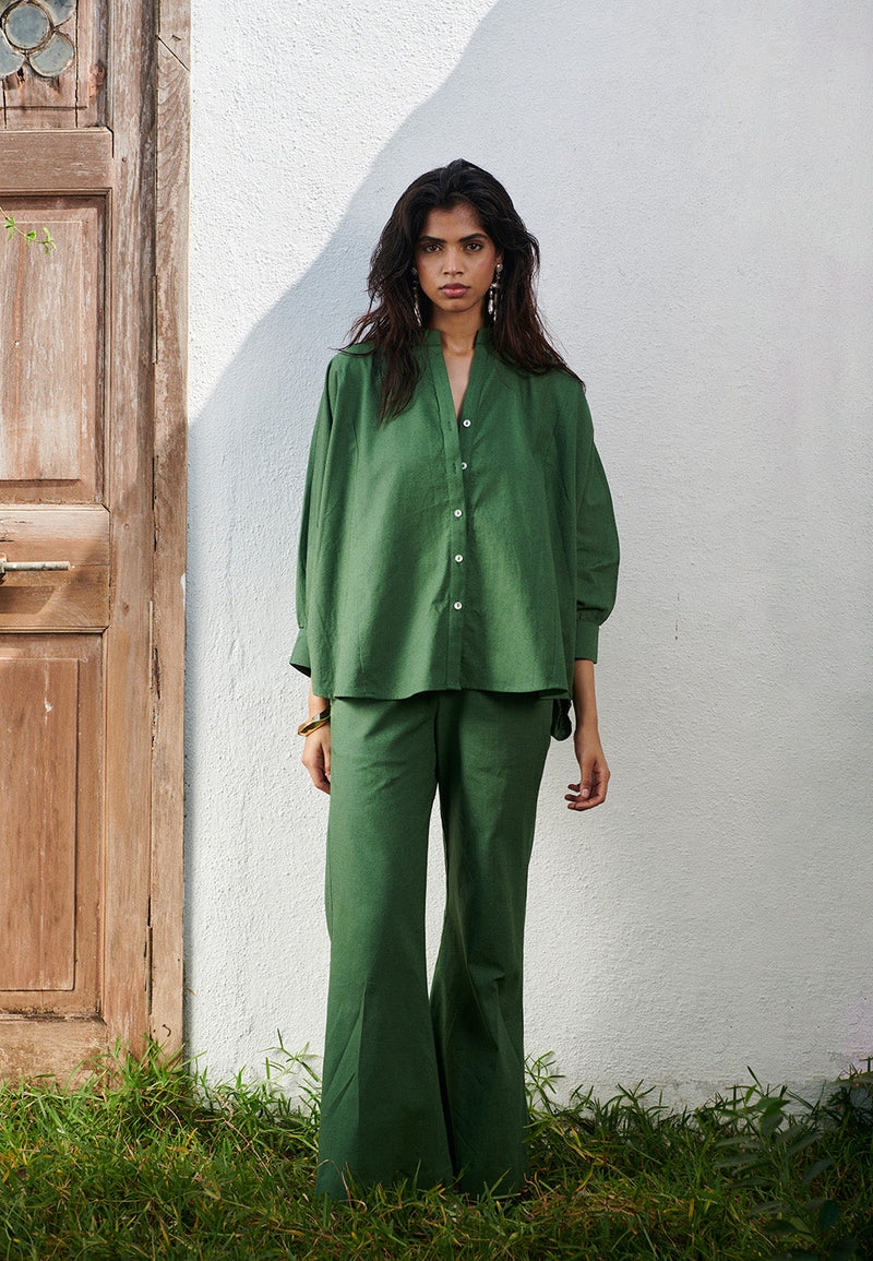 Thyme Co-Linen Bell Bottom Pants linen by Saphed for women Worldwide