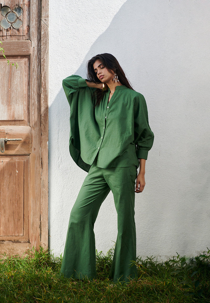 Thyme Co-Linen Dolman Shirt Set linen by Saphed for women Worldwide