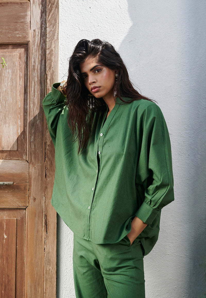 Thyme Co-Linen Dolman Shirt Set linen by Saphed for women Worldwide