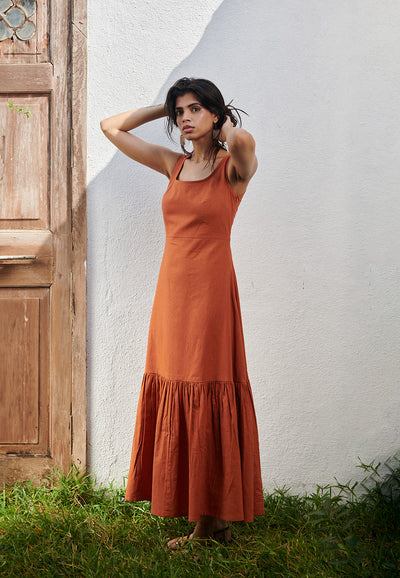 Amber Co-Linen Sleeveless Tiered Dress