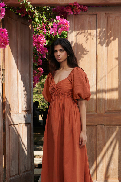 Amber Co-Linen Front Twist Dress