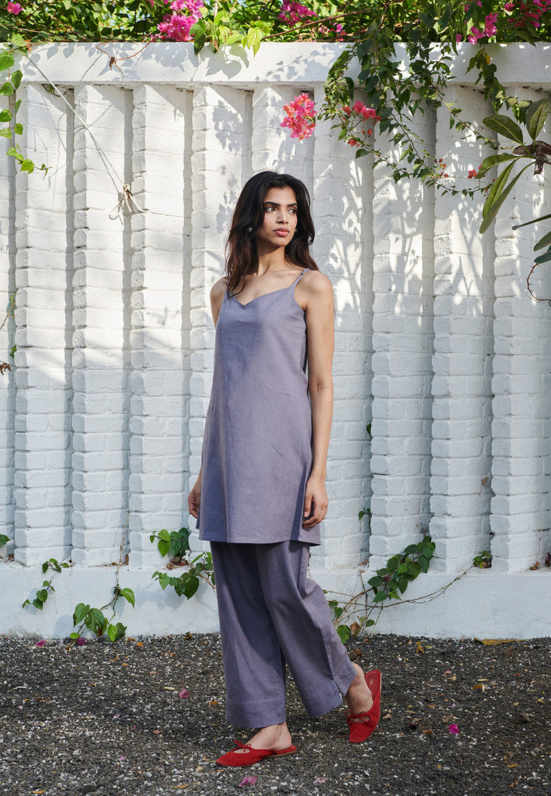 Dusk Co-Linen Straight Pants linen by Saphed for women Worldwide