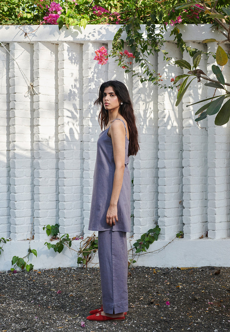 Dusk Co-Linen Straight Pants linen by Saphed for women Worldwide