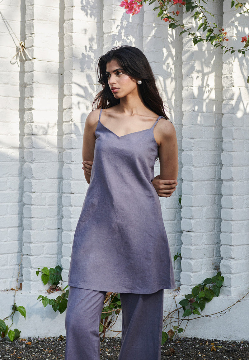 Dusk Co-Linen Slip Kurta Set linen by Saphed for women Worldwide
