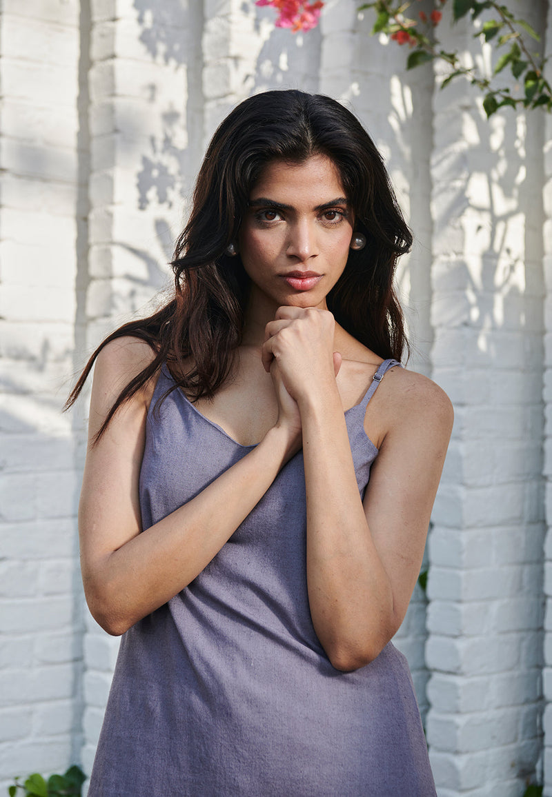 Dusk Co-Linen Slip Kurta Set linen by Saphed for women Worldwide