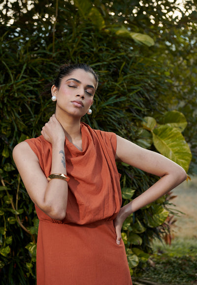 Amber Co-Linen Cowl Neck Dress