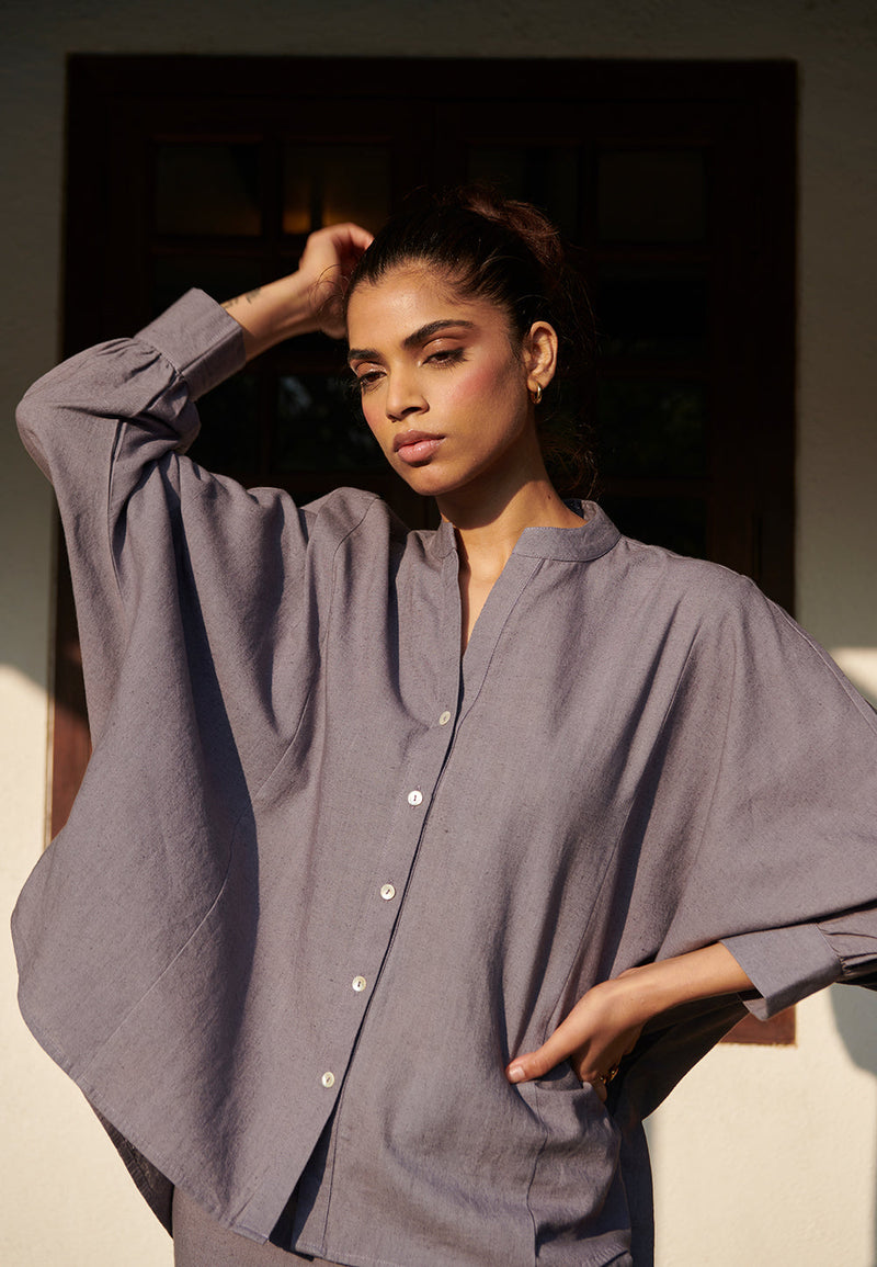 Dusk Co-Linen Dolman Shirt linen by Saphed for women Worldwide