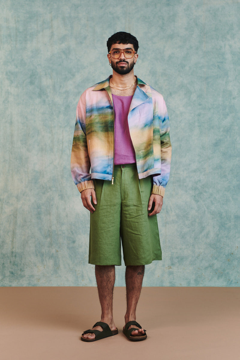 Prism Co-Linen Men's Flap Jacket cotton linen jacket by Saphed Men in ombre for men Worldwide