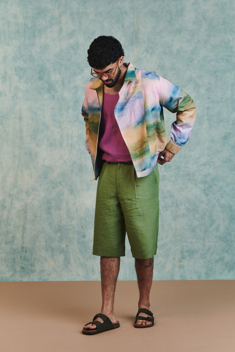 Prism Co-Linen Men's Flap Jacket cotton linen jacket by Saphed Men in ombre for men Worldwide